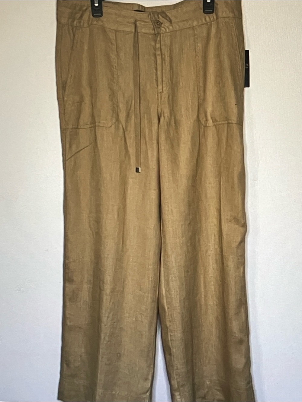 Lauren Ralph Lauren Olive-Tan Wide-Leg Linen Pants